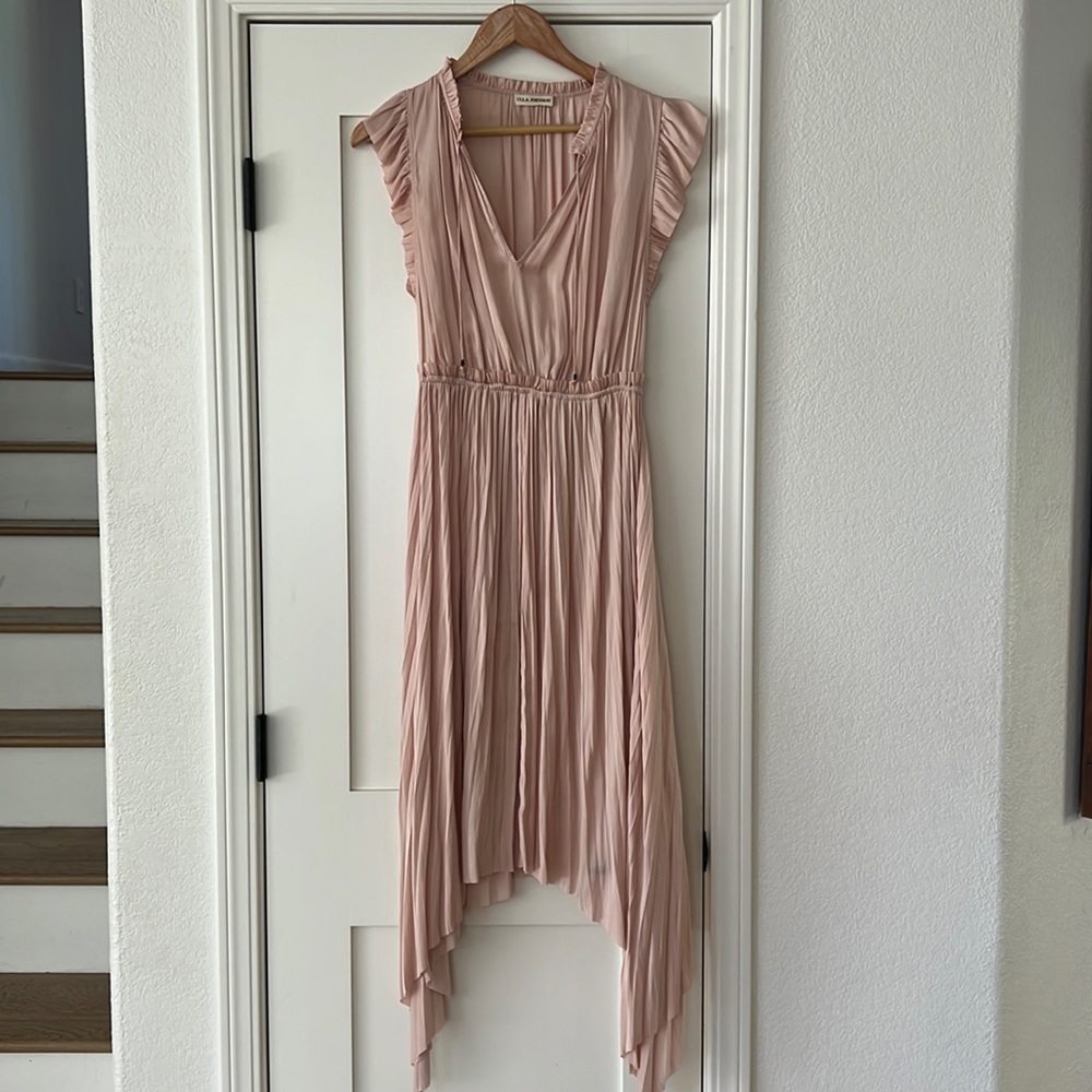 Pale pink pleated silk Ulla Johnson dress, size six, lightly worn